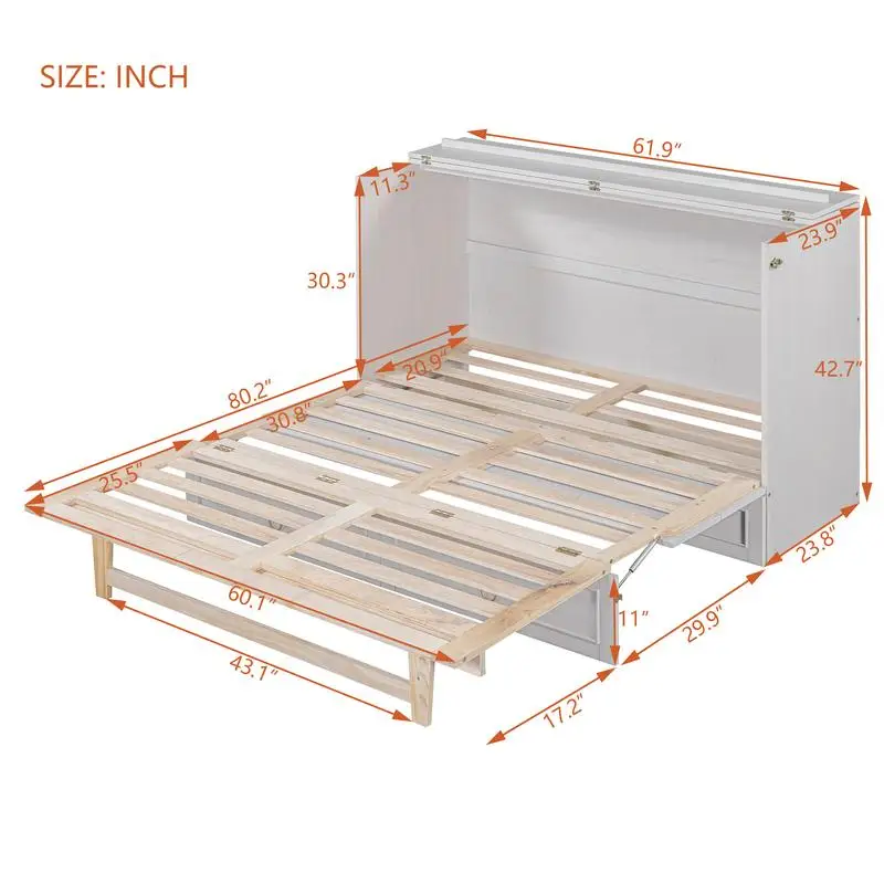 سرير كوين ميرفي بأدراج كبيرة، لمسة نهائية بيضاء وتصميم أنيق #5