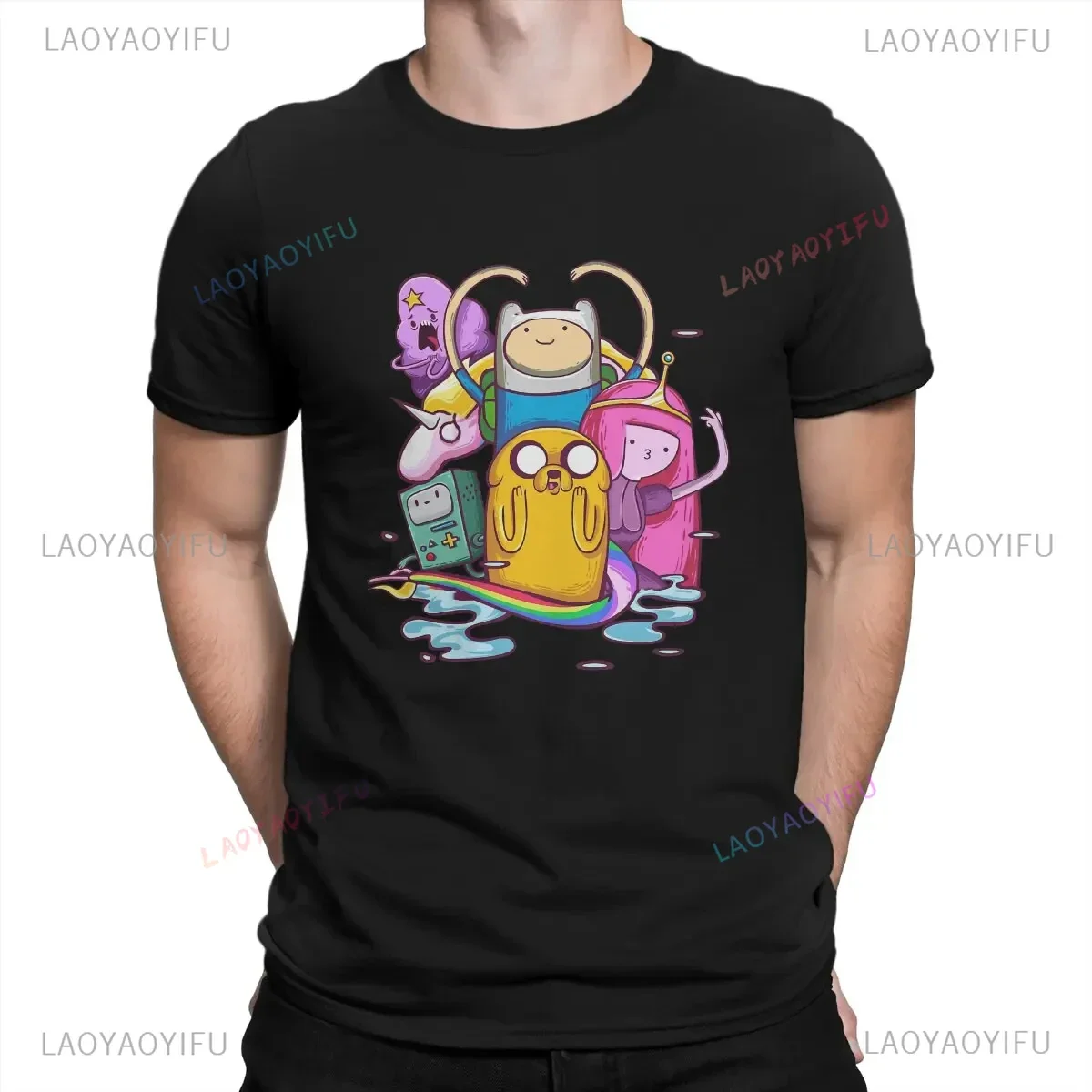 Adventure Time Cartoon Printing Shirt for Men Fashionable Cotton T Shirt Summer Street Wear New Trend Casual Unisex Clothes