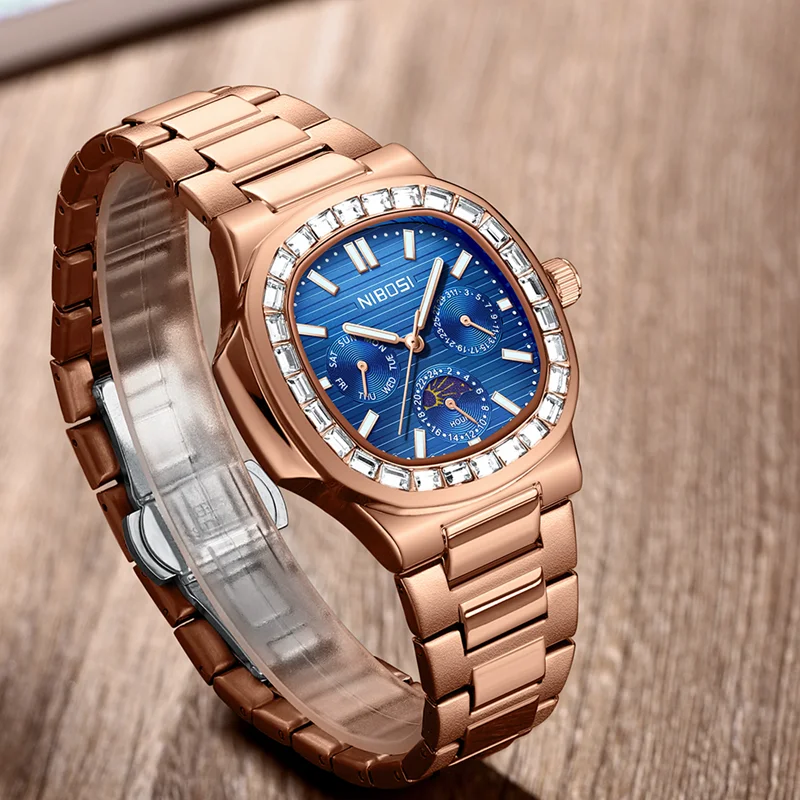 

NIBOSI Quartz Wristwatches Brand Luxury Waterproof Luminous Chronograph Clock Moon Phase Fashion Watches Man Relogio Masculino