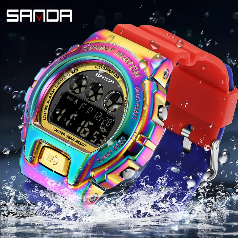 SANDA 2127 Original Luxury Digital Watches For Men Waterproof LED Screen Military Watch Luminous Outdoor Sport Clock Gift Boys