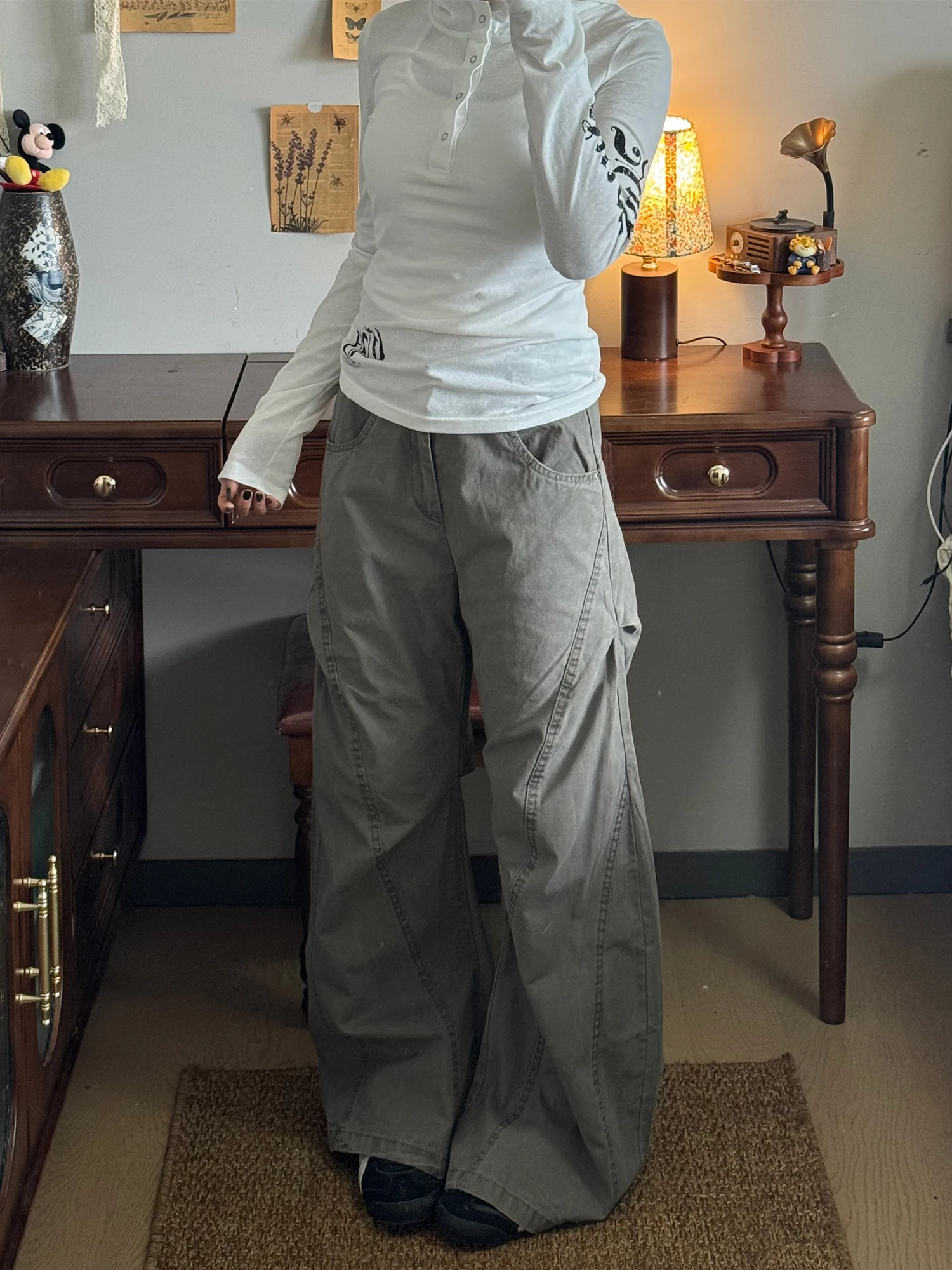 

Американские ретро уличные деконструированные плиссированные рабочие брюки с ножом, свободные повседневные брюки для мужчин и женщин, универсальные Cleanfit