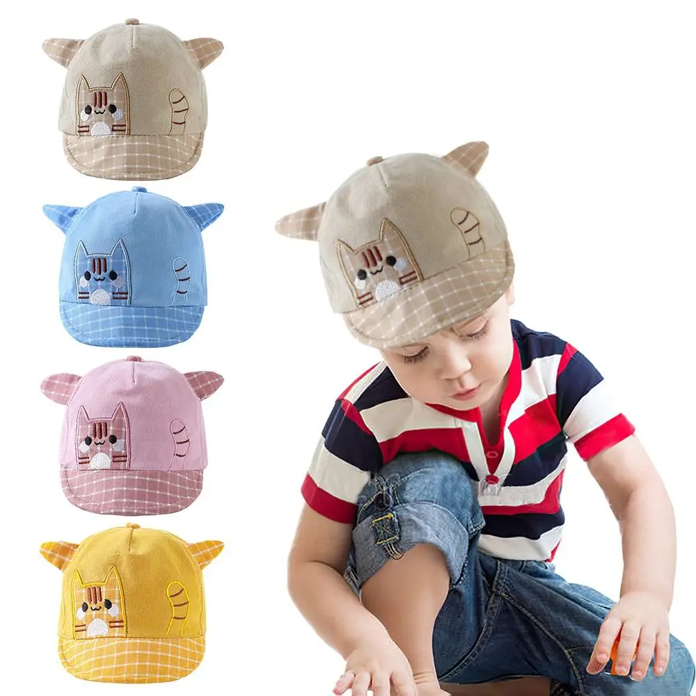 

Korean Cartoon Cat Pattern Baby Baseball Cap Soft Cotton Boys Grils Hats 6-36 Month Children Peaked Caps