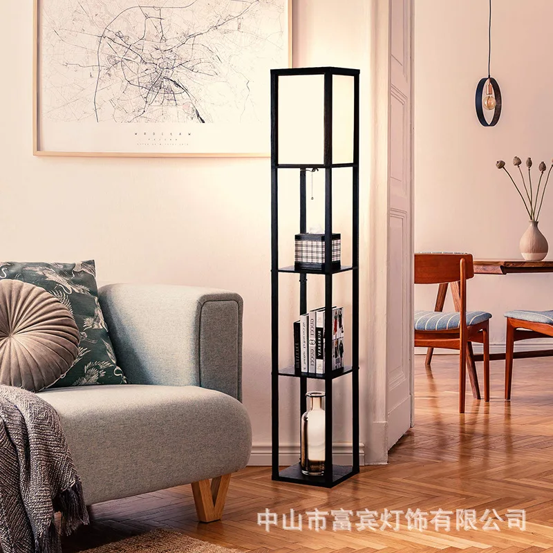 

Floor Lamp Shelf Integrated Living Room High-end Multi-layer Shelf Bedroom Bedside Medieval Vertical Desk Lamp Ambient Light