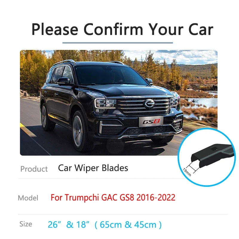 For Trumpchi GAC GS8 GE 2016~2022 Front Window Wiper Blade Brushes Arm Auto Accessories Parts Cutter Windscreen Windshield