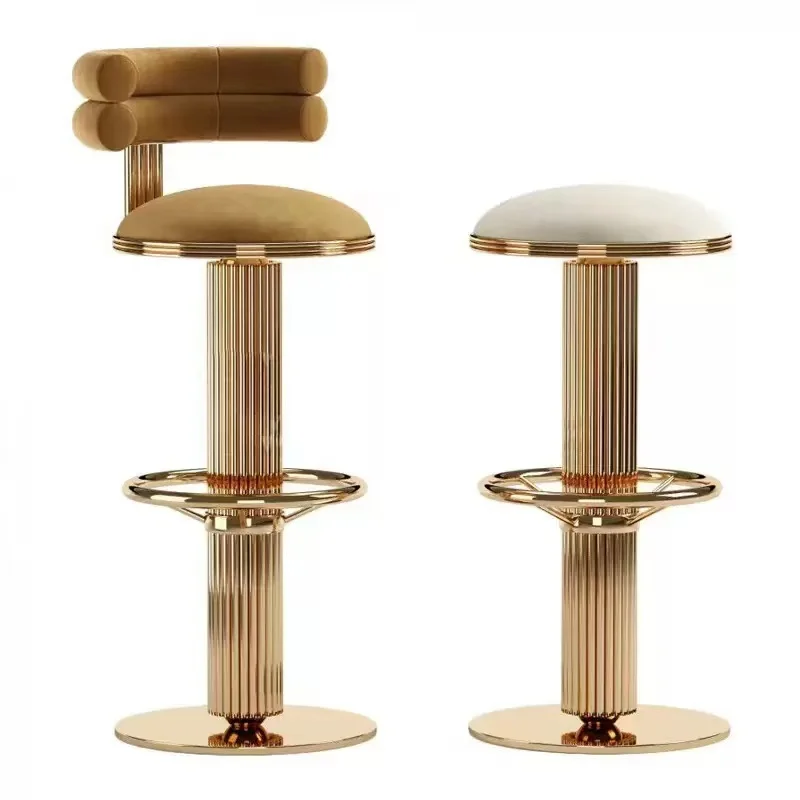 

eb-Modern Stainless Rotating Swivel Stool Upholstered Counter Bar Chair with Velvet Seat Adjustable Height for Home Bar Cafe@