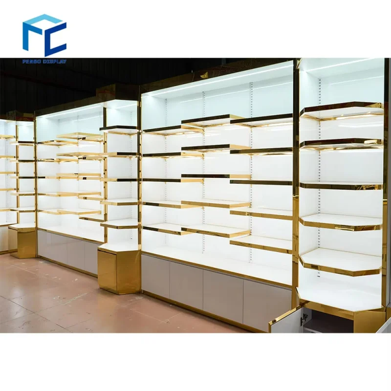 

2025customized.Modern Luxury Mdf Jewelry Shop Furniture Wall Display Shelves Counter Design Jewelri Showcase Shopping Mall