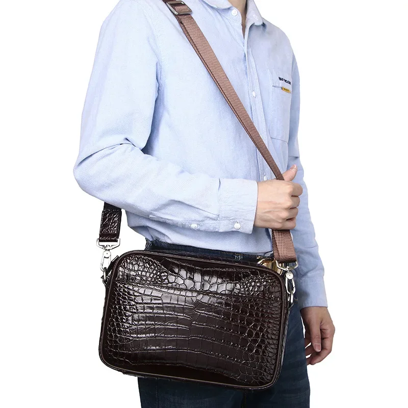 

2025 New Luxury Men's Handbags Alligator Pattern Cow Genuine Leather Male Shoulder Bag Real Leather Crossbody Bag Messenger Bags