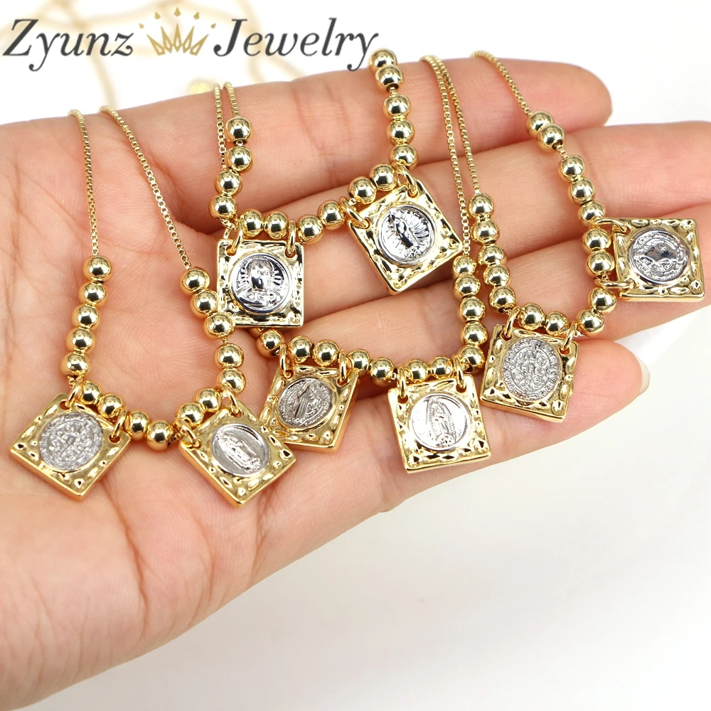 5PCS, Holy Jesus Virgin Mary Necklace Women 2022 Copper Pendant Choker Neck For Religious Jewelry