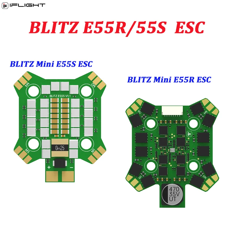 

IFlight BLITZ Mini E55R / E55S BLHeli32 2-6S ESC DShot150/300/600/MultiShot/OneShot 20x20 мм для радиоуправляемого FPV Фристайл гоночного дрона