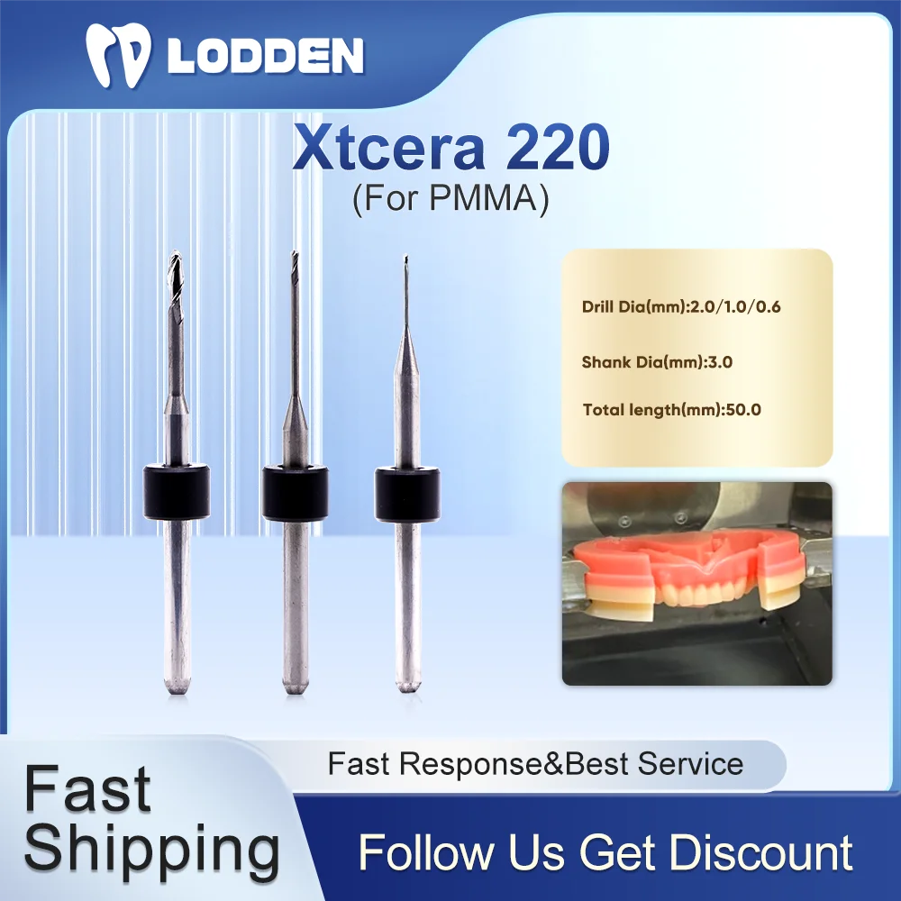 

Dental Milling Burs For Xtcera 220 NCCoating for PMMA Grinding Drill D3-50mm-D0.6/1.0/2.0mm for CAD CAM Grinding Drills