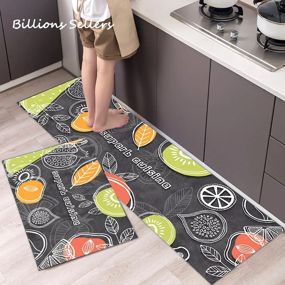 Creative Kitchen Floor Mat Tableware Pattern Entrance Doormat Bathroom Door Mat Floormat Parlor Anti-slip Antifouling Long Rugs