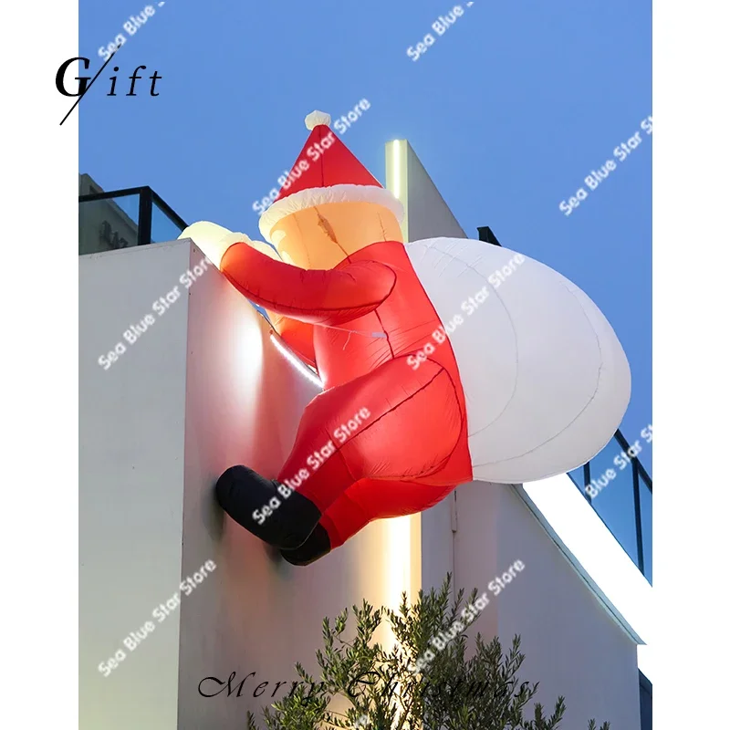 Christmas Decorations Climbing Wall Santa Claus Inflatable Air Model Christmas Dress Up Coffee Shop Atmosphere Scene Layout