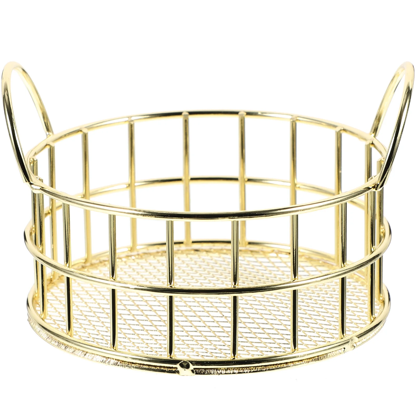 

Round Metal Storage Basket Multi-Use Household Organizing Basket For Fruits Snacks Makeup Desktop Closet Decoration