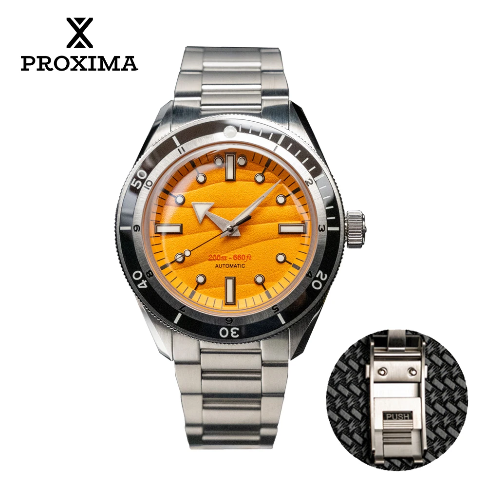 Proxima PX1711-1A Men\'s Watch Sand Dial 39mm Automatic Mechanical Watch 316L Stainless Steel Dome Sapphire Glass Wristwatches