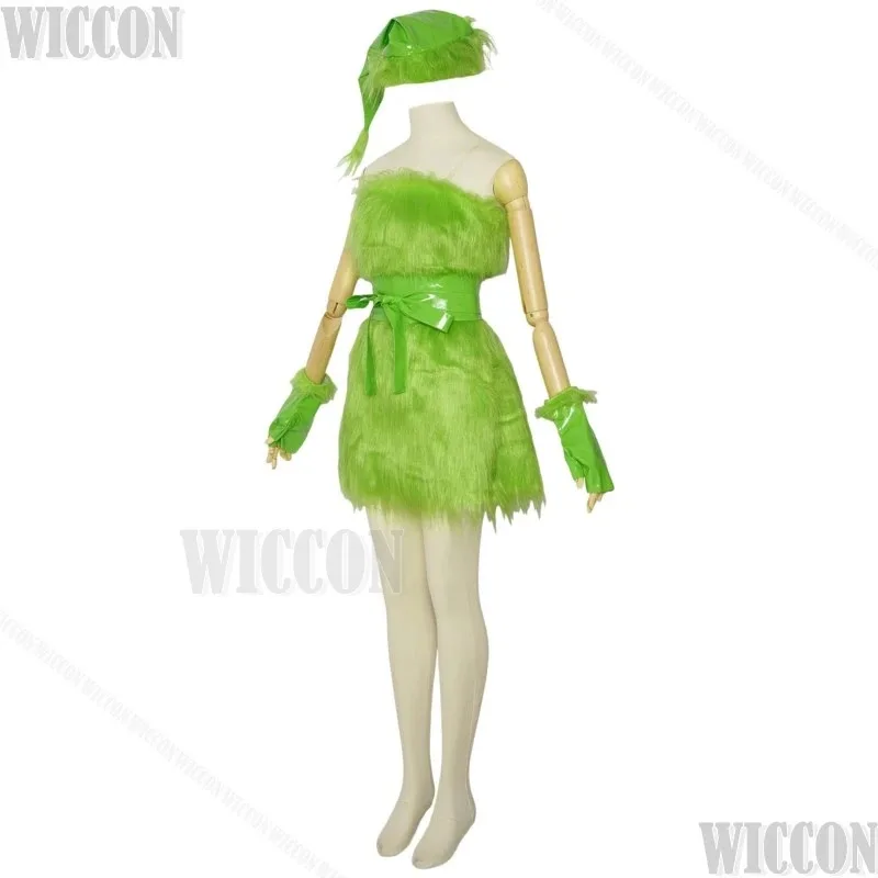 فستان فروي أخضر لعيد الميلاد لعام 2024 زي تنكري بدلة وحش اللص قبعة فروي للنساء والفتيات وحفلات الهالوين لعب الأدوار ؛ 3,c'5.b;8' #3
