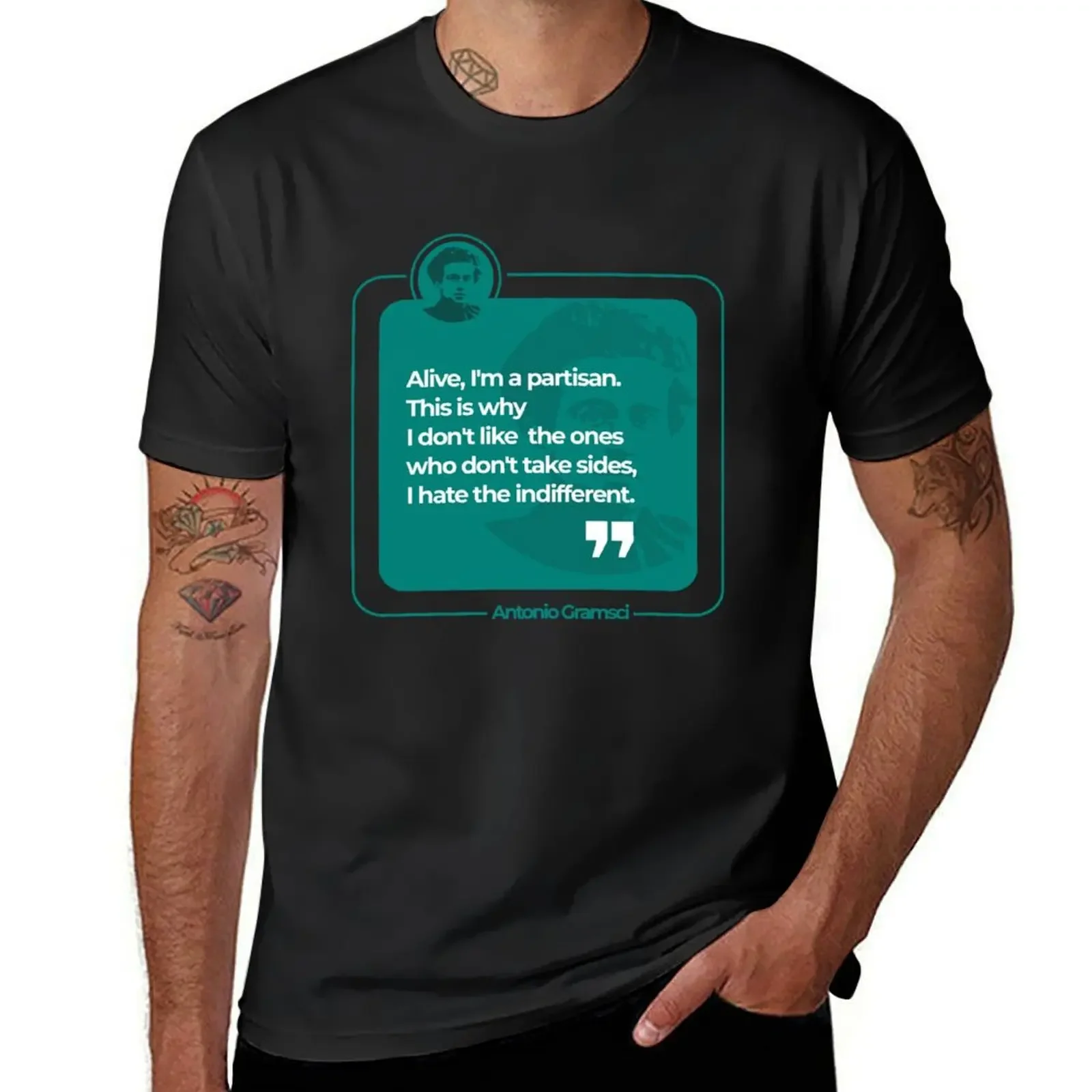 

Antonio Gramsci quote poster(teal) T-Shirt Blouse plus size clothes t shirts for men