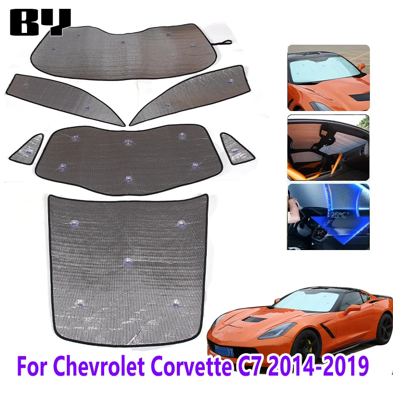 For Chevrolet Corvette C7 2014-2019 Aluminum Foil Car Front Windshield Full Window Glass Sun Protection Parasol Car Accessories