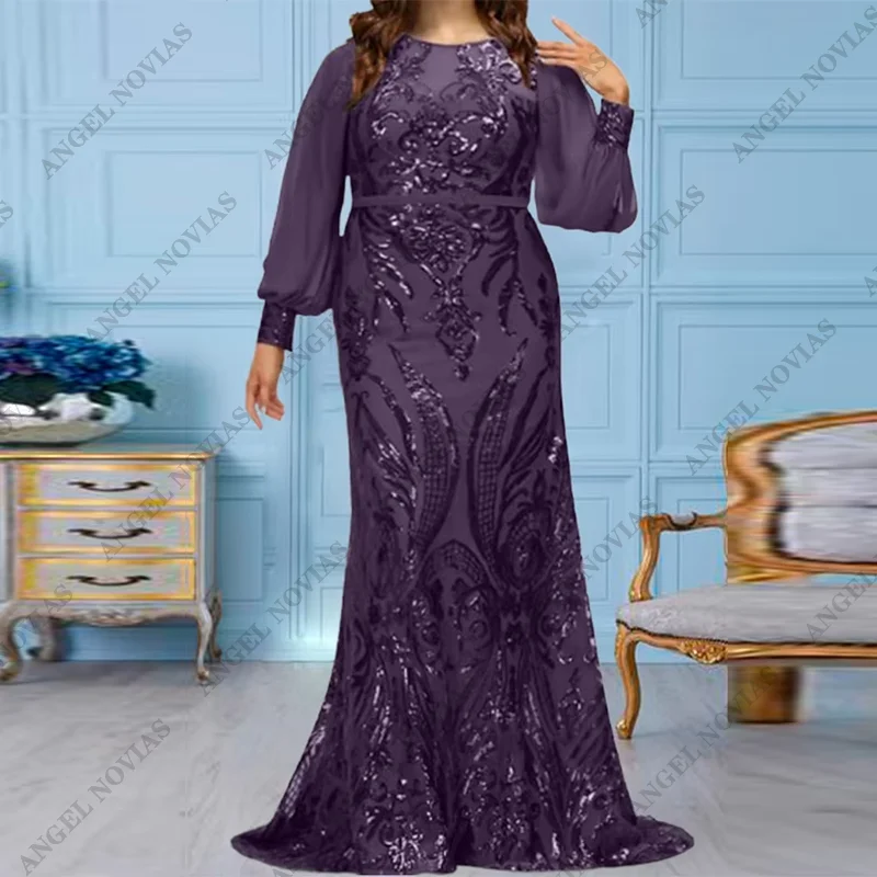 Customized Long Sleeves Mermaid Purple Mother of the Bride Dress vestidos de fiesta elegantes 2024 formal occasion dresses