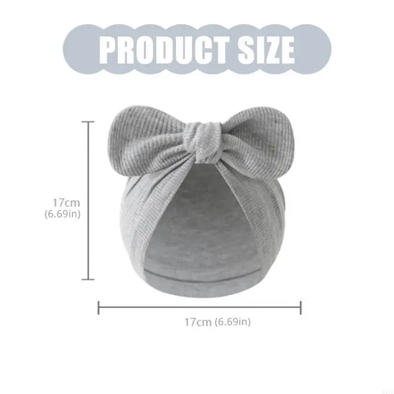 L5YF جميل الطفل Bowknot قبعة يندبروف الرضع بونيه قبعات بلون حديثي الولادة دش هدية ل 0 إلى 3 أشهر بنين بنات