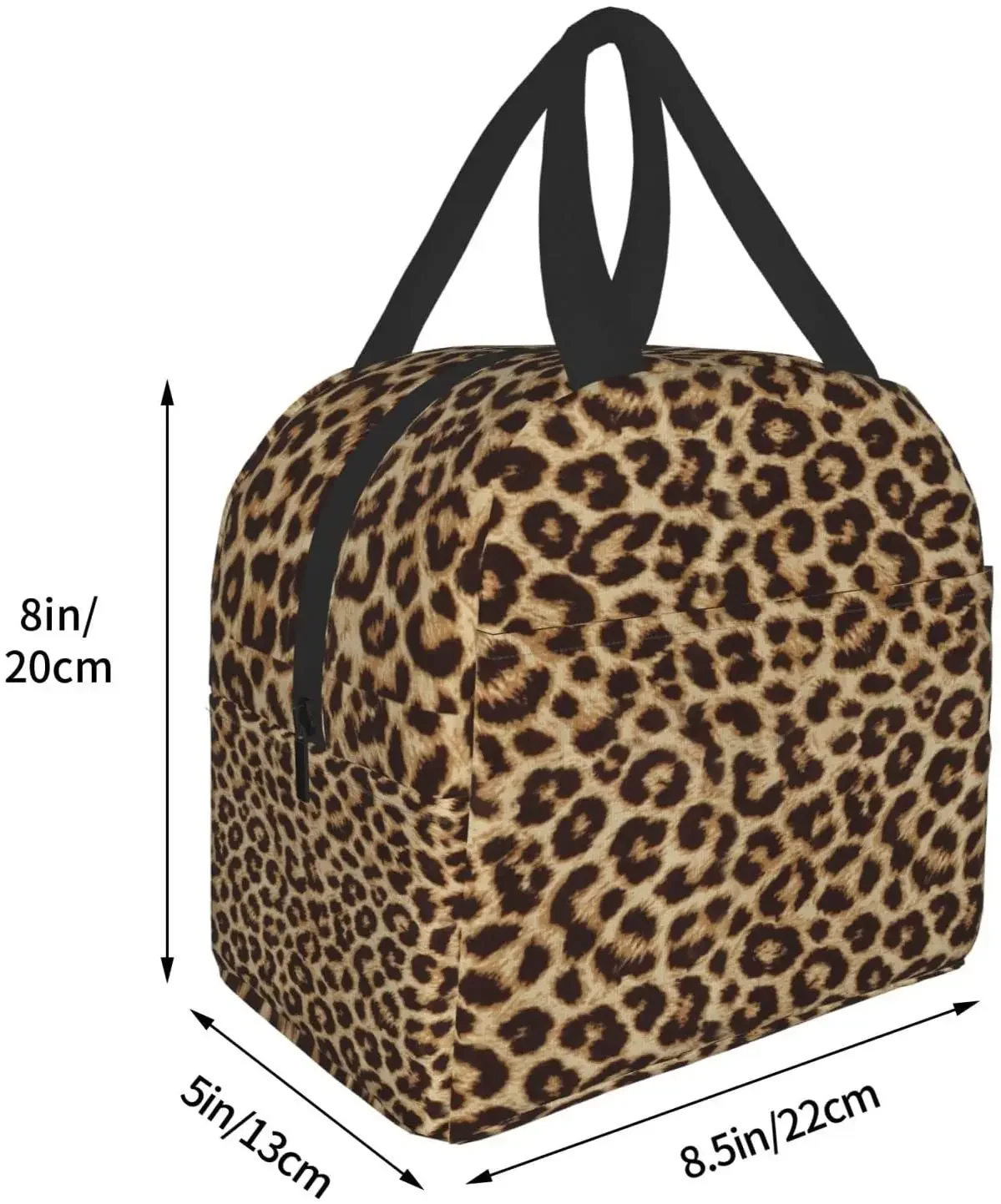 Leopard Print Lunch Bag Insulated Reusable Lunch Box Thermal Tote Bag Container Cooler Bag for Women Men Travel Picnic Beach