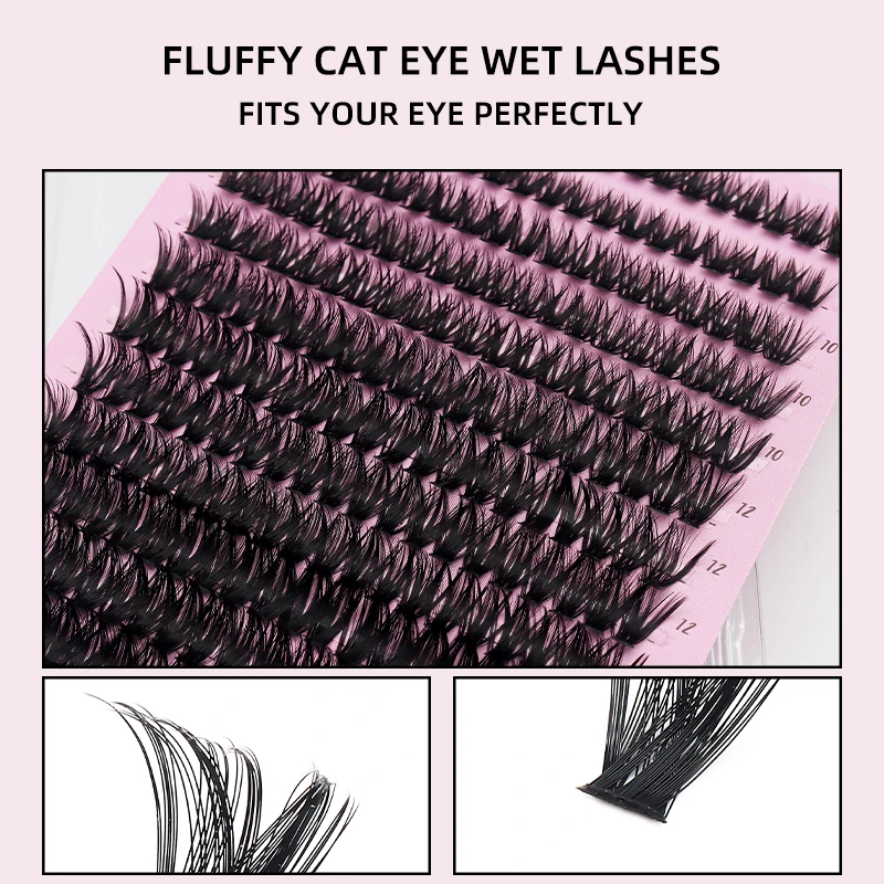 DINGSEN 14 Reihen Volumen Einzelwimpern Natürliche Lange Wimpernbüschel Gemischte Längen DIY Cluster Wimpernverlängerungen – Detail 3