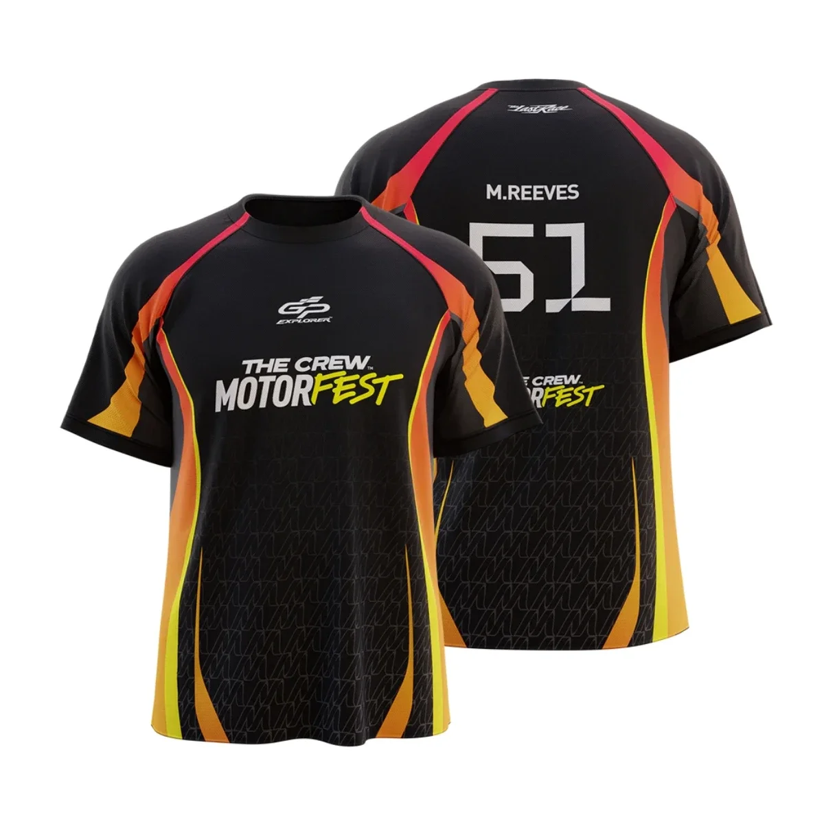 

The Crew Motorfest M.Reeves #51 Racing Jersey, Gradient Stripe Design, Breathable Performance Tee for Racing Game Fans & Gamers