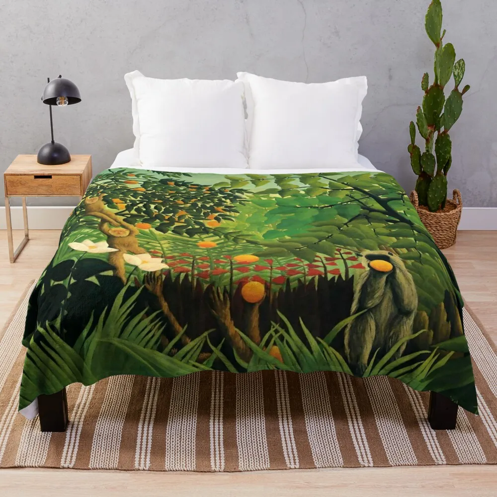 Henri Rousseau Exotic landscape, 1910 Throw Blanket Furrys Luxury Brand Cute Plaid Blankets