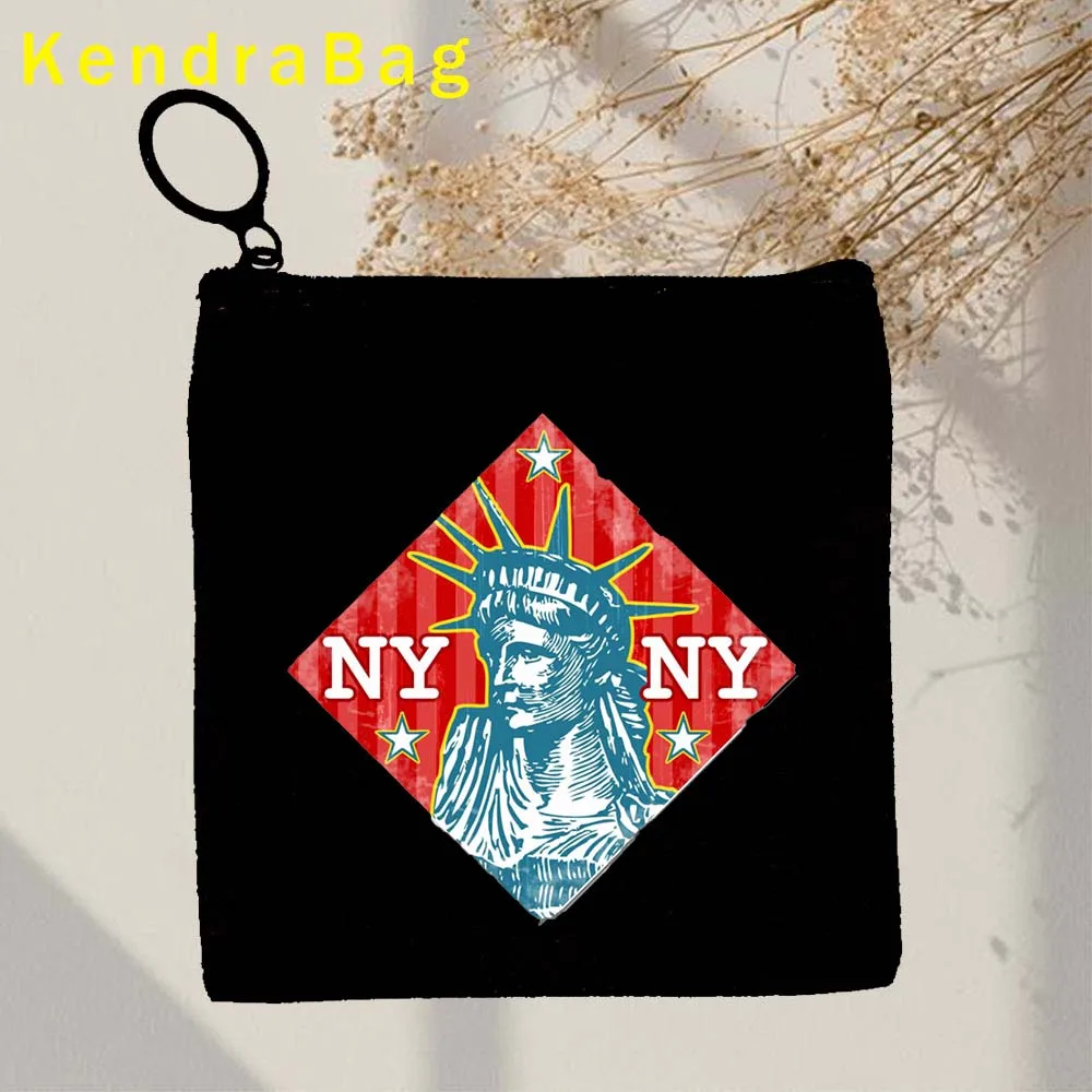 Vintage Brooklyn Bridge NYC New York City Big Apple Heart, EE. UU. Estatua de la libertad, monedero de lona, bolso para tarjetas, billetera con cremallera