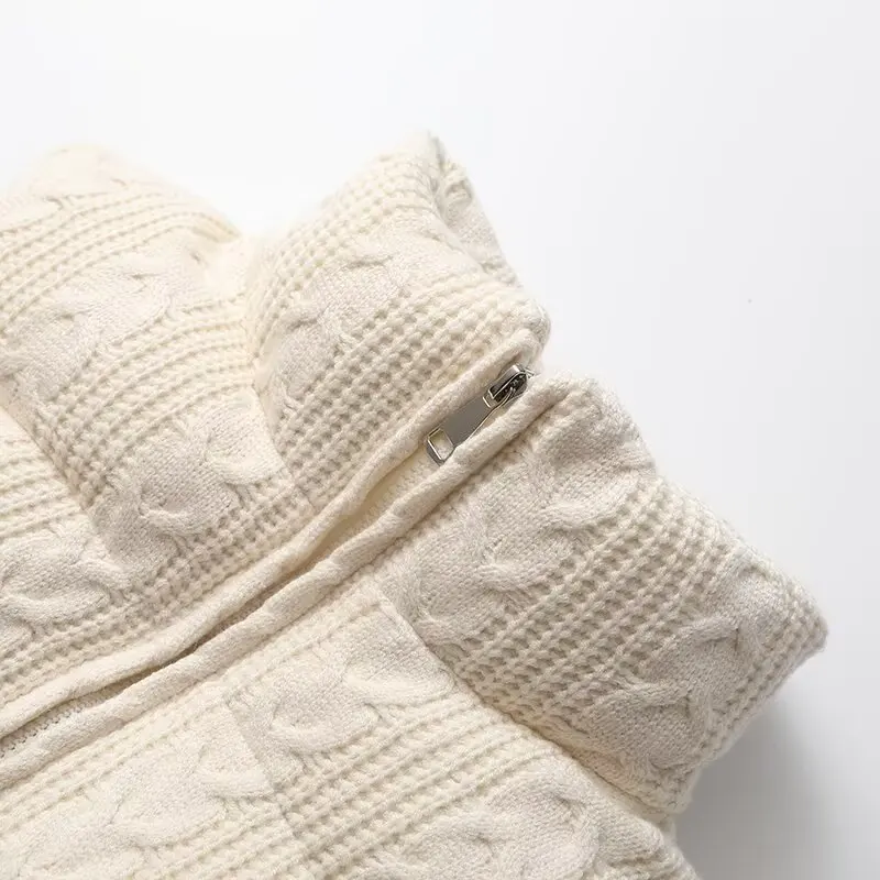 JNLEAOG レディース ニットコットンベスト 多用途スタイル 秋の新作 ファッションデザイン オールマッチ ジッパー開閉 ポリエステル繊維