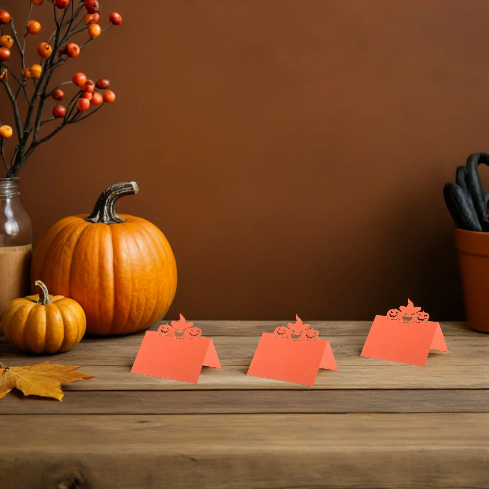 

50 Pcs Halloween Seat Card Pumpkin Autumn Place Cards Rural Banquet Dining Table