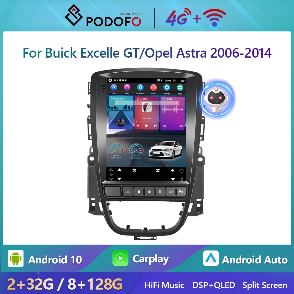 

Podofo Car Radio For Buick Excelle GT Opel Astra 2006-2014 4G WiFi Carplay Autoradio Stereo Player 8+128G Ai Voice HiFi Music