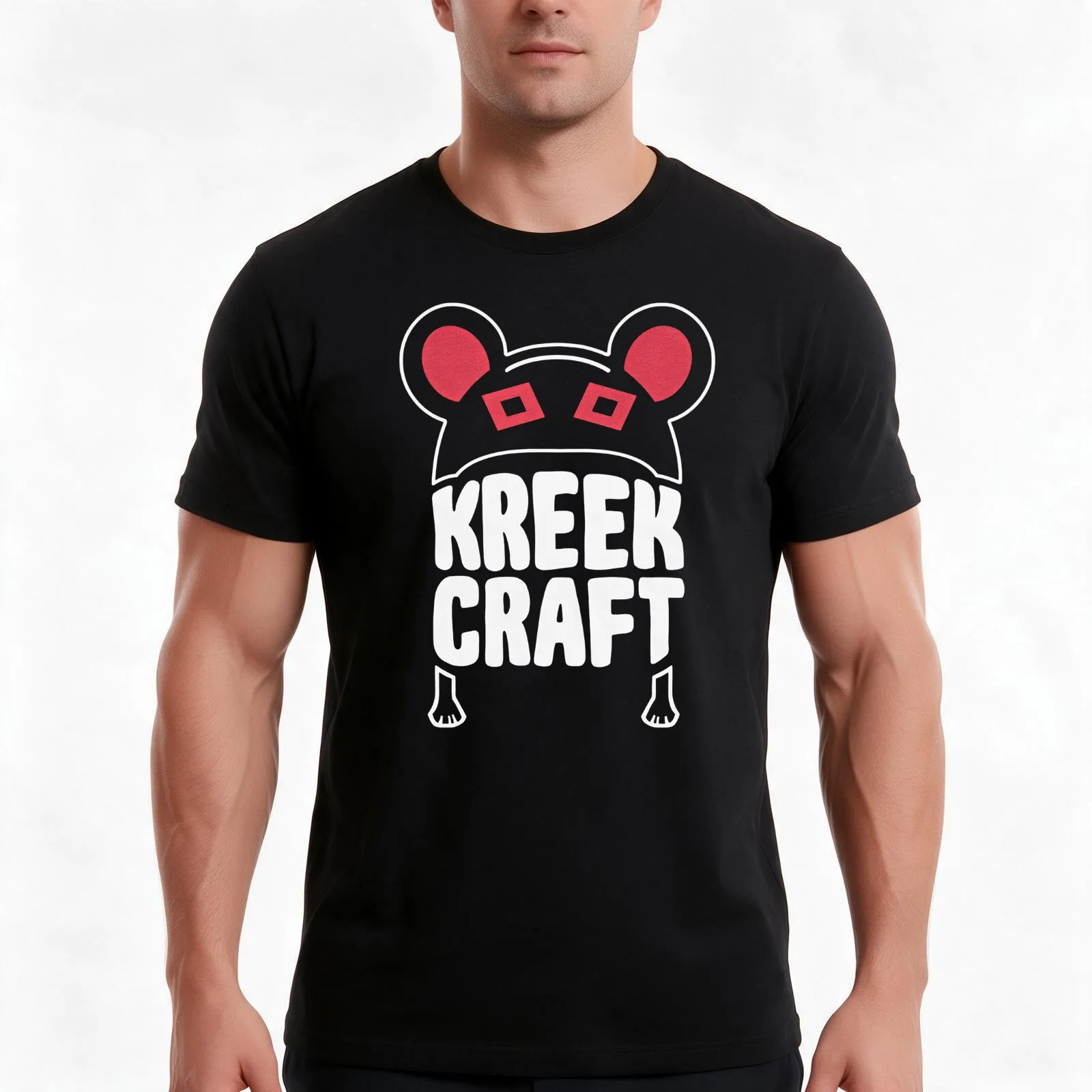 Kreekcraft T-Shirt, Summer Casual Cotton Tee, Oversized Streetwear Tops, Vintage Graphic Print, Loose Fit Short Sleeve