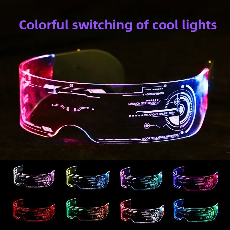 Lunettes lumineuses de science-fiction LED, Future Tech, lunettes de sécurité Cyberpunk pour fête Photo de célébrité sur Internet