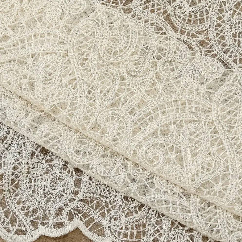 High quality water-soluble cotton thread mesh floral embroidery fabric diamond embroidery lace fabric full material 130cm width view 5
