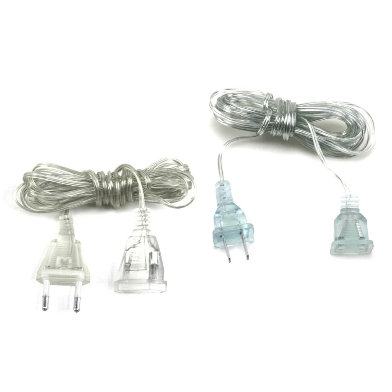 Clear US/EU Plug Power Extension Cord String Curtain Fairy Light Extension Cable Dropship