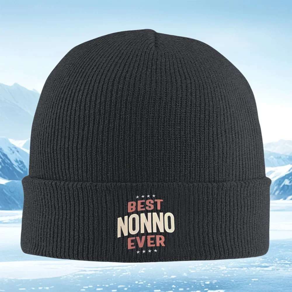 New Best Nonno Ever,stars Decoration Men Women Unisex Knitted Hat Beanie Pullover Cap Winter Thermal Warm Christmas Outdoor Cycl