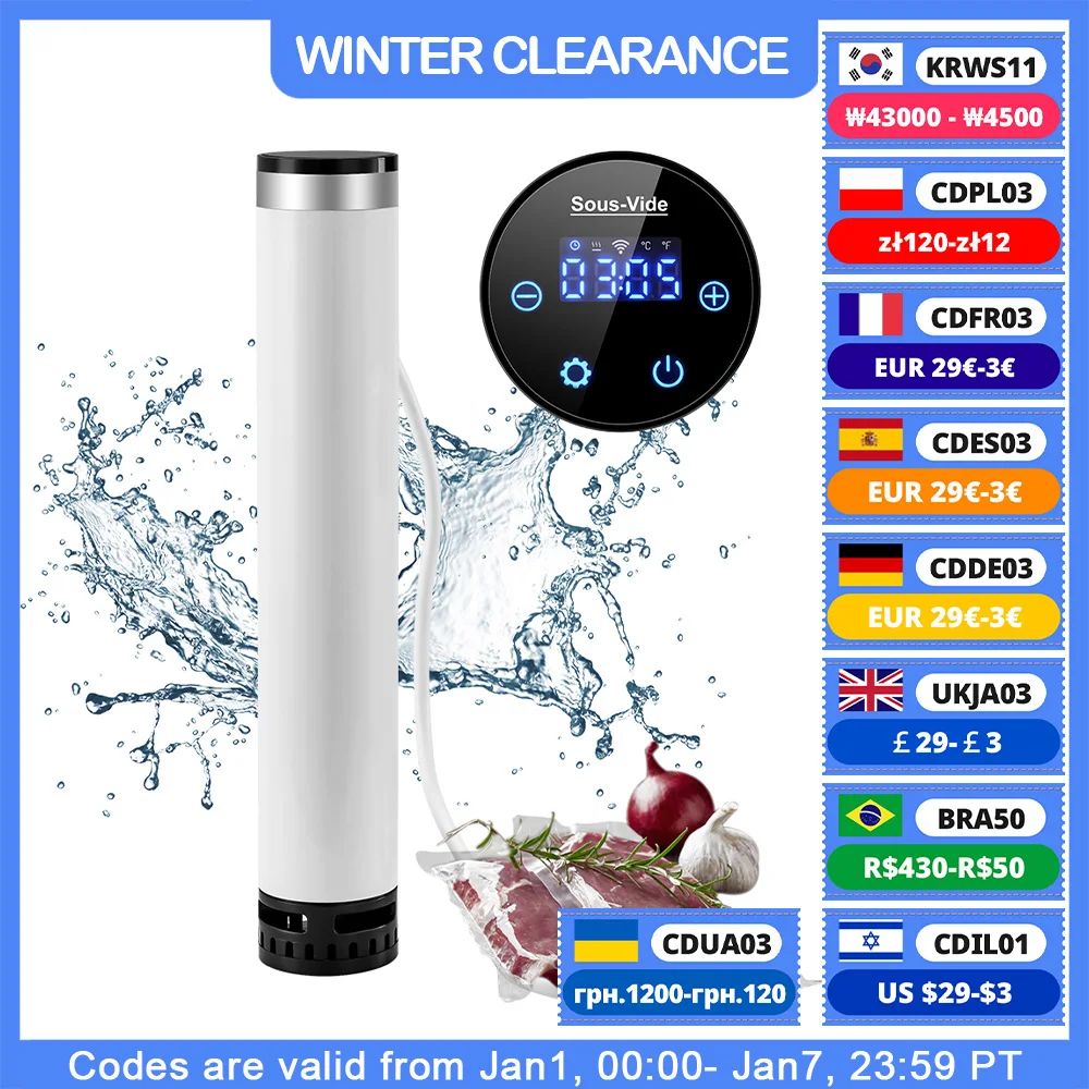 BioloMix 4th Generation Smart Wifi Sous Vide Cooker IPX7 Waterproof Super Slim Thermal Immersion Circulator with APP Control