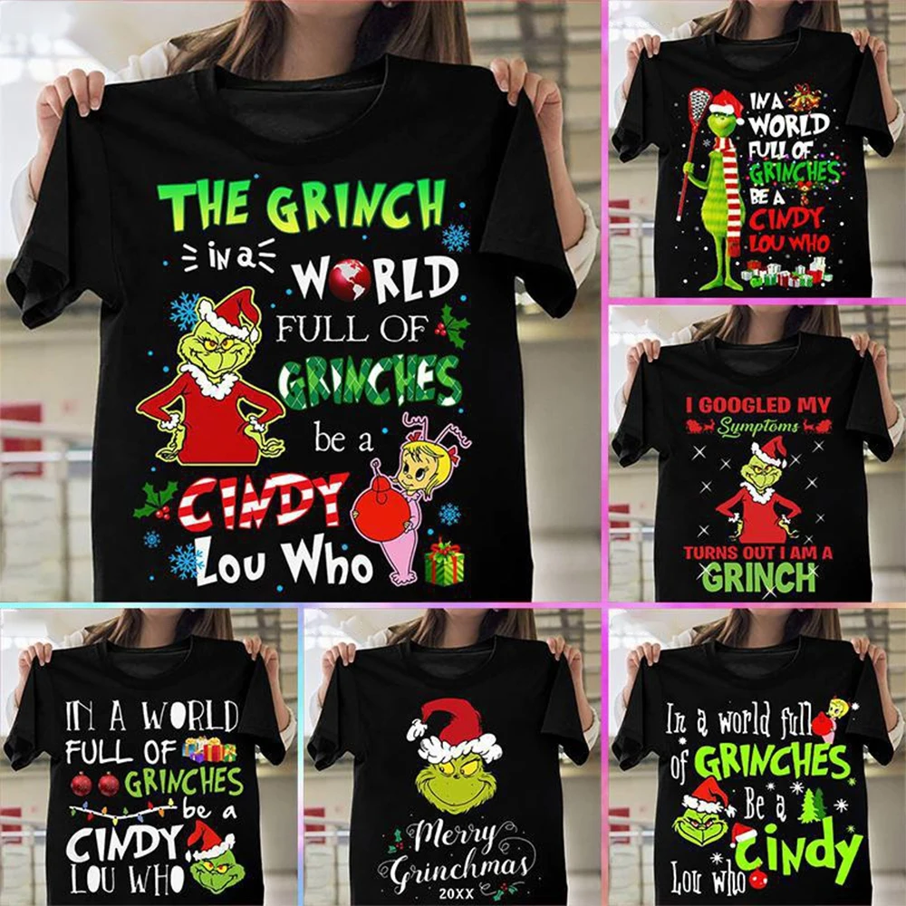 

Summer new hot selling Christmas black T-shirt 3D printed fashionable T-shirt fun casual comfortable round neck top