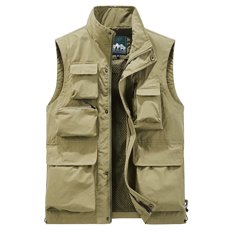 5XL US Men Summer New Outdoor Tactical Vest Zip Multi-Pocket Tech Wear Fishing Reporter Cargo Photography Hiking Safari Vest Men