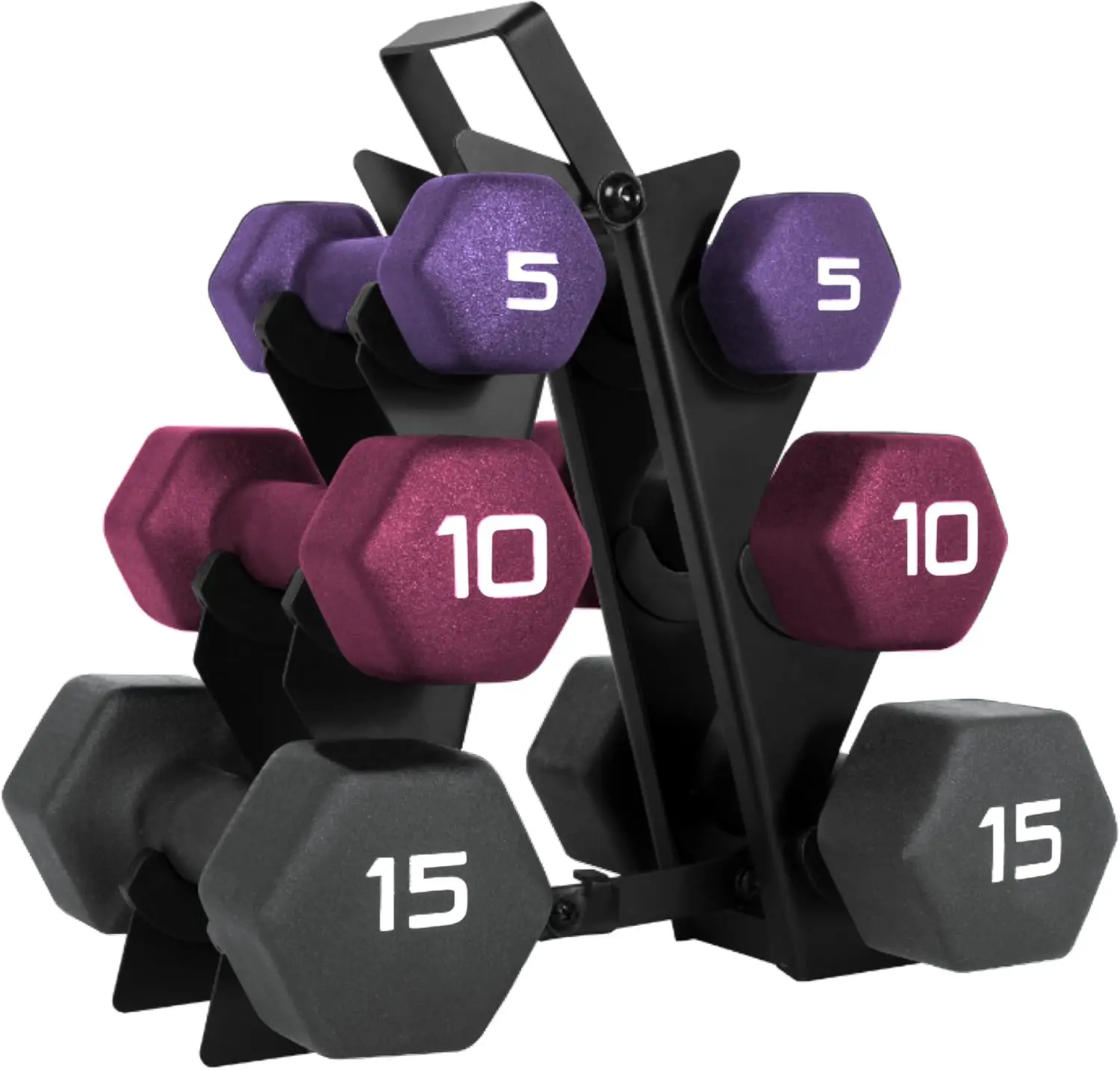 

Neoprene Dumbbell Set with A-Frame Rack for Home Gym Strength Training