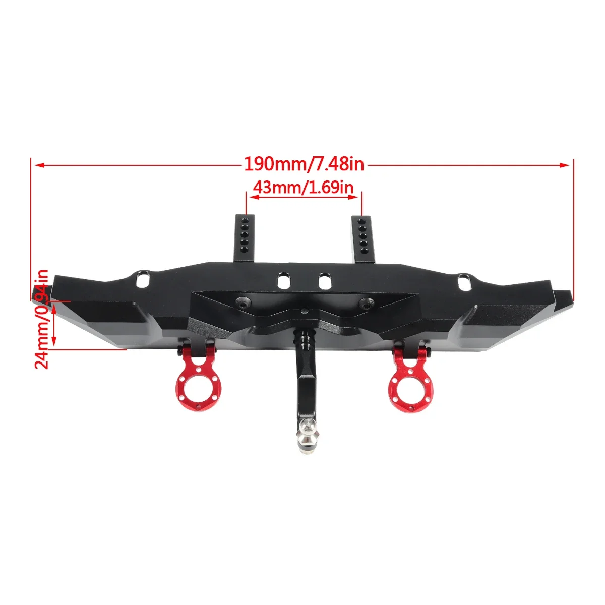 CNC Aluminum TRX4 Rear Bumper with Tow Hook Trailer Hitch for 1/10 RC Crawler Car TRX-4 Defender Chassis Upgrade Parts