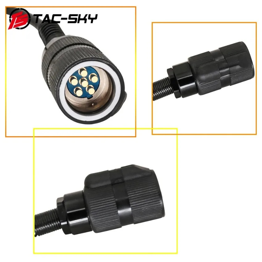 TS TAC-SKY Black Head 6 Pin PTT Tactical Headset Adapter  Compatible with PELTO COMTAC SORDIN Headset AN/PRC 148 152