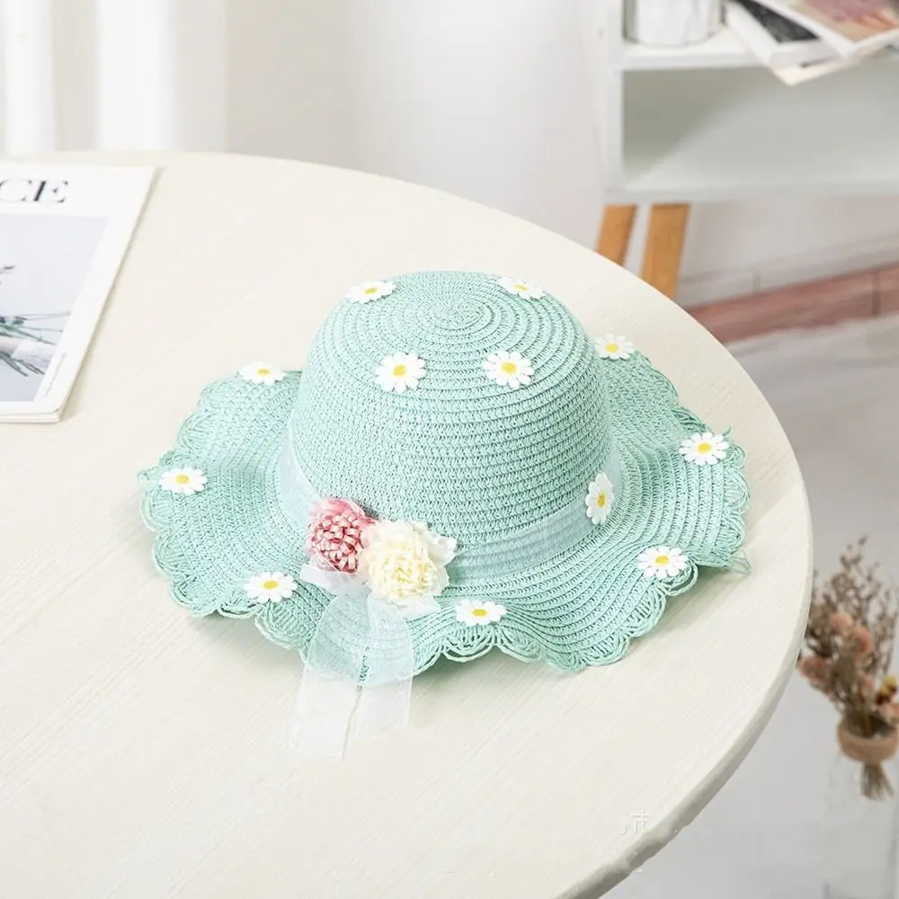 Travel Children'S Wide Brim Straw Bag Cap Set Children Beach  Hats Sun Hat Fisherman Hat