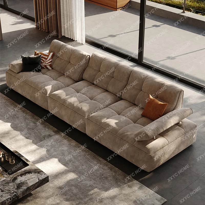 LX matte fabric straight row sofa large seat deep  minimalist adjustable backrest cat paw cloth  sectional sofa