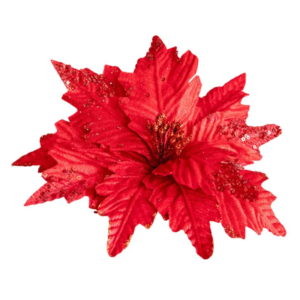 Artificial Christmas Flower Flannel Christmas Flower Beautifully Crafted Easy To Use Exquisite Design Perfect Size