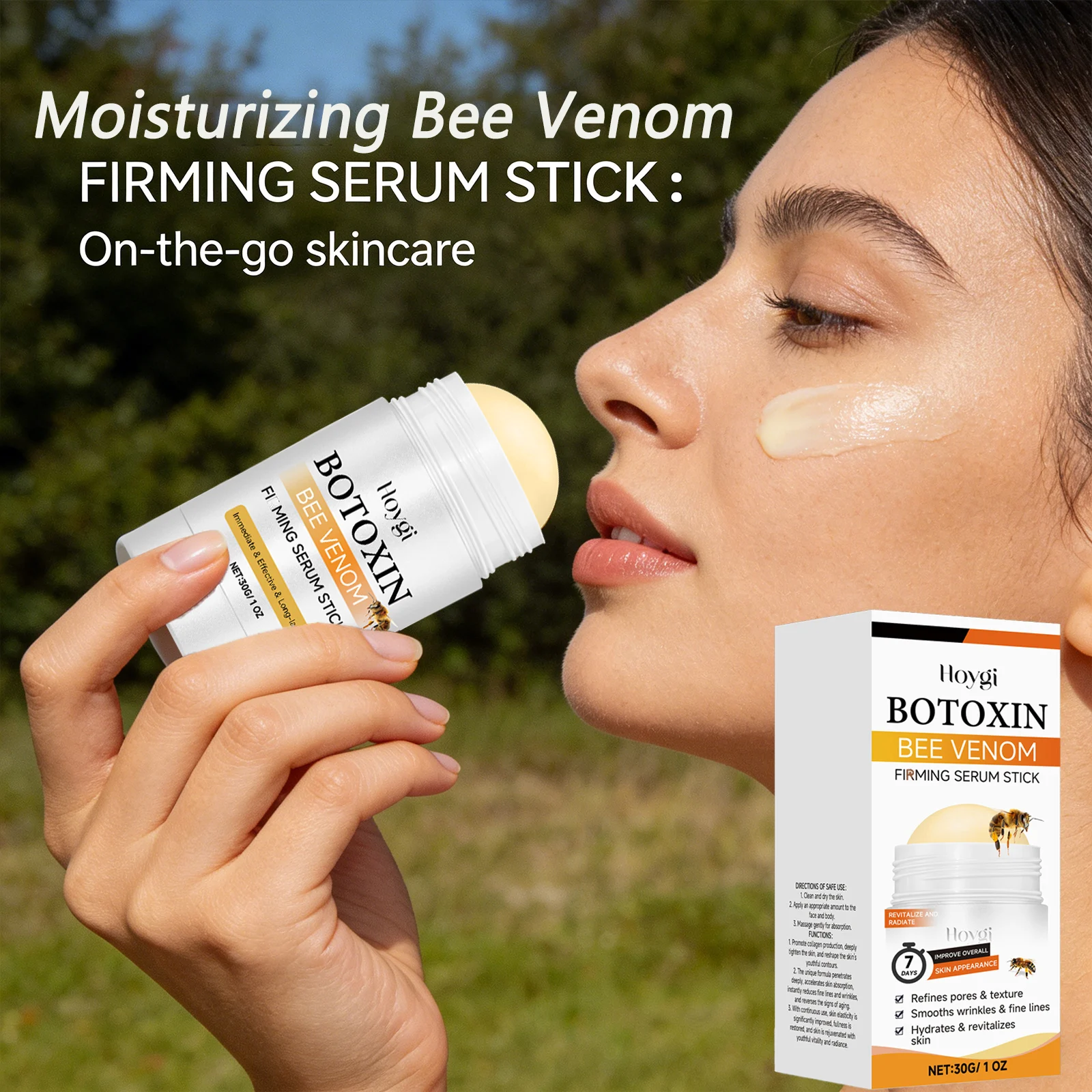 Bee Venom Firming Serum Stick Moisturizing Smoothing Fade Fine Lines Shrink Pores Improve Elasticity Revitalizing Face Care Balm — Bee