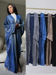 Glanzende Batwing Satijn Open Kimono Abaya Dubai Luxe 2024 Moslim Abaya Voor Vrouwen Kaftan Jurk Islam Kleding Gewaad Femme Musulmane