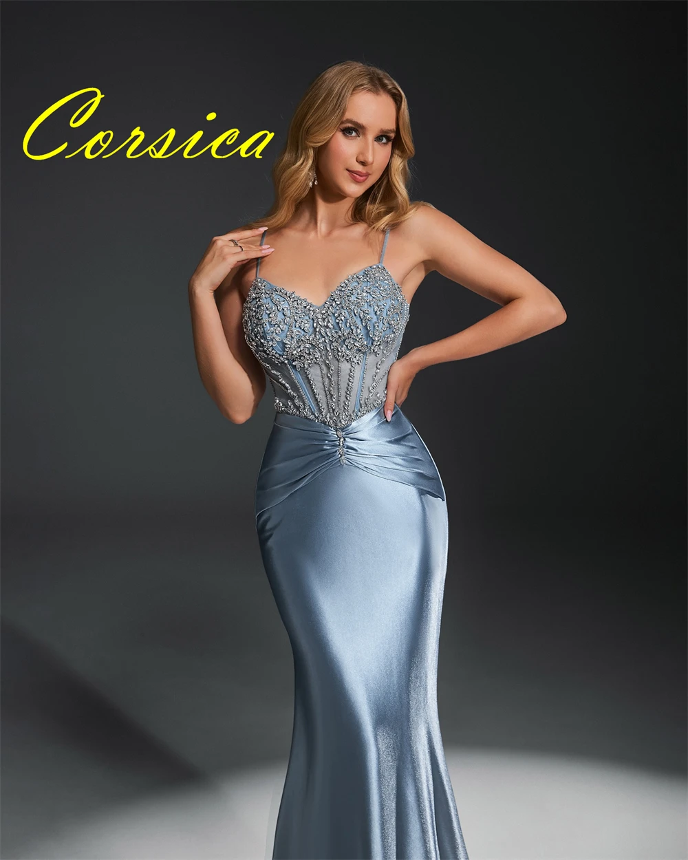 

Customized Mermaid Formal Satin Evening Dresses Classic Sleeveless Homecoming Dresses Temperament Court Train Prom Dress