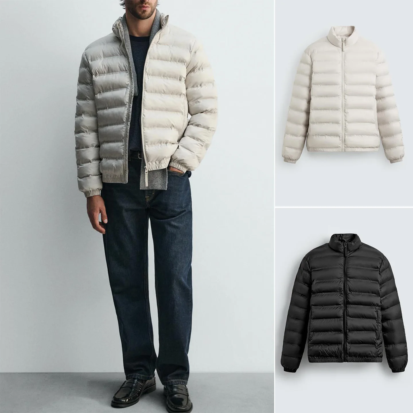 

Waterproof Cotton Jaet Men's Winter New Arrival Zipper Long Sve Stand Collar Lightweight Outerwear Youth Faion Basic S...