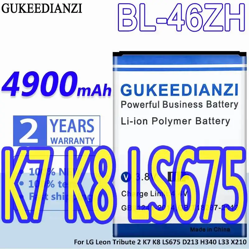 Mobile Phone Battery BL-46ZH 4900mAh For LG Leon Tribute 2 K7 K8 LS675 D213 H340 L33 X210 Reliable Replacement